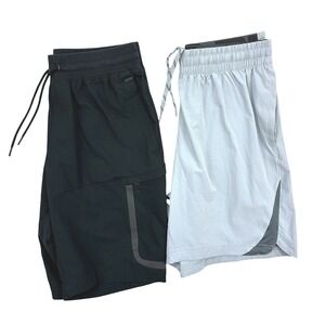 Under Armour Men's L Athletic Shorts Black Fitted Running Training Zip Lot of 2